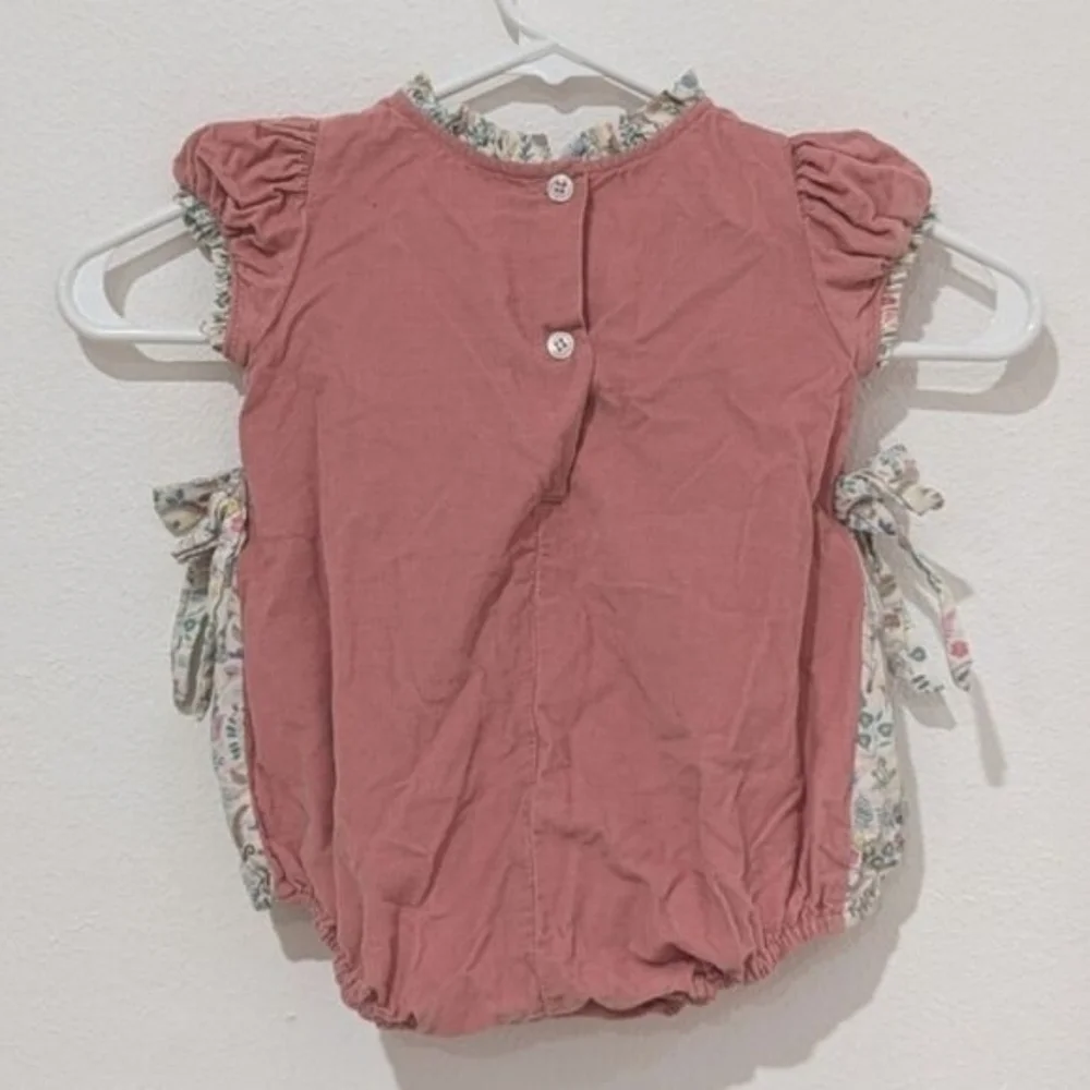 Bella Bliss Baby Girl's Pink Corduroy Woodland Creature Side Bow Romper 18M - Picture 2 of 7